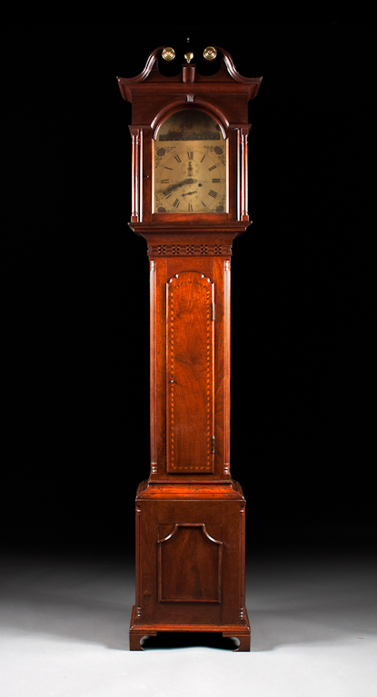 Scottish inlaid walnut tall-case