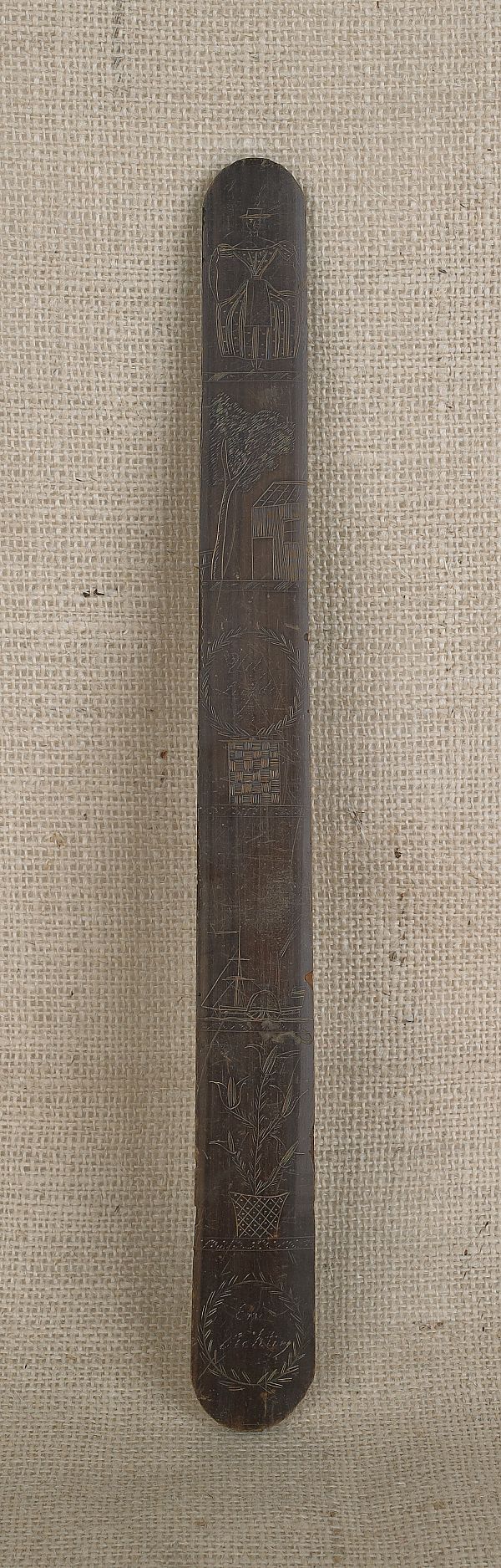 Scrimshaw baleen busk 19th c.