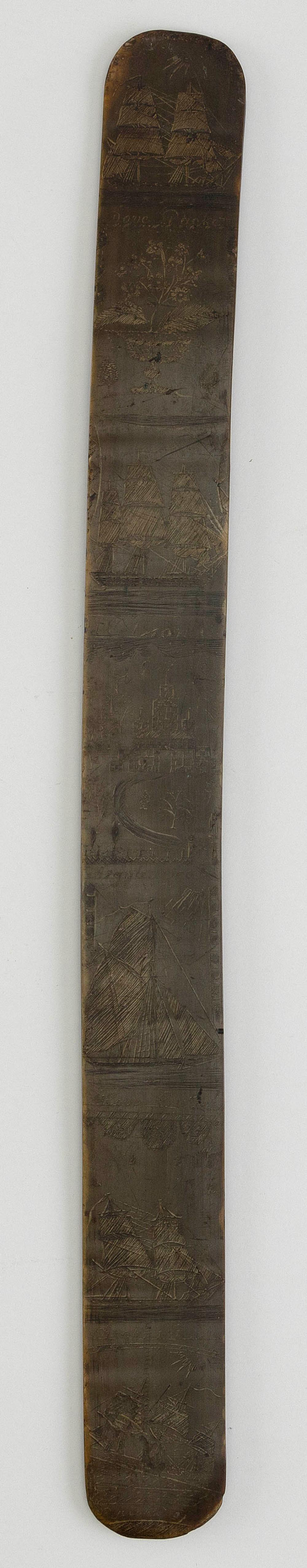 SCRIMSHAW BALEEN BUSK 19TH