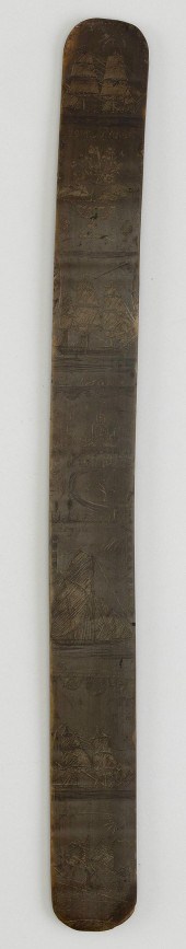 SCRIMSHAW BALEEN BUSK 19TH CEN
