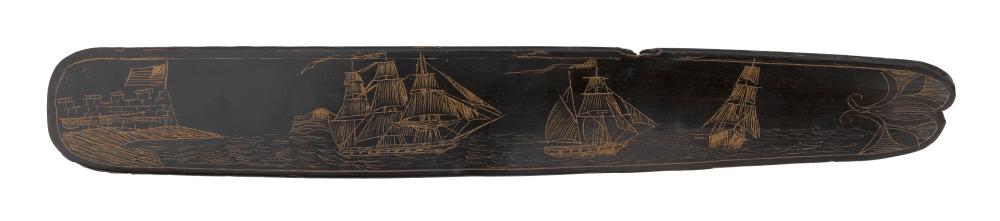 SCRIMSHAW BALEEN BUSK DATED 1860