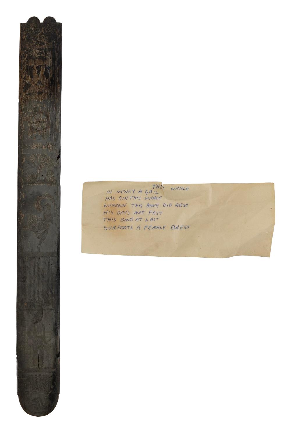 SCRIMSHAW BALEEN BUSK MID-19TH