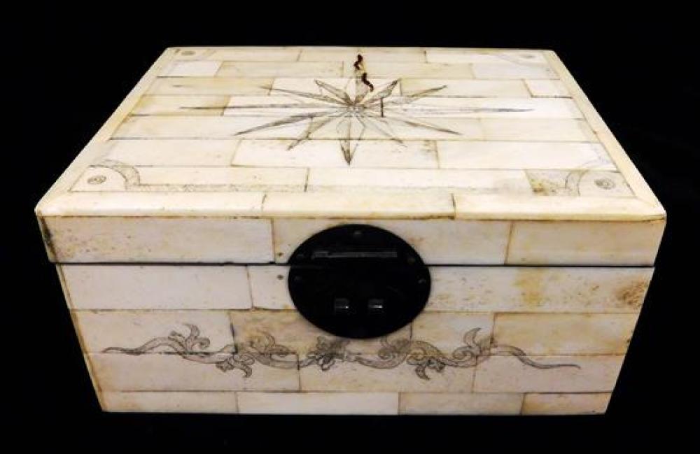 SCRIMSHAW BOX WITH COMPASS