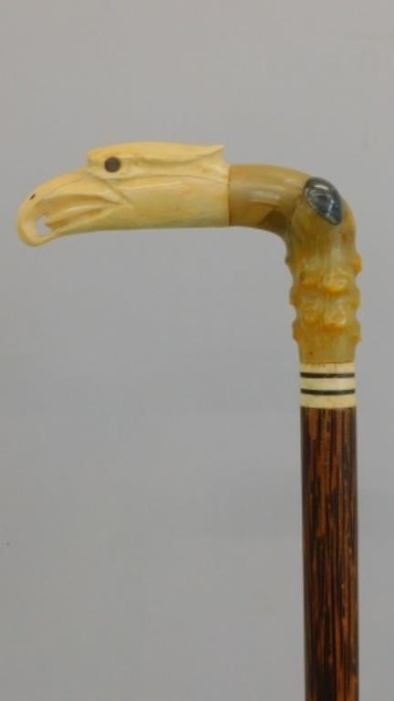 SCRIMSHAW CANE. 19TH CENTURY. A