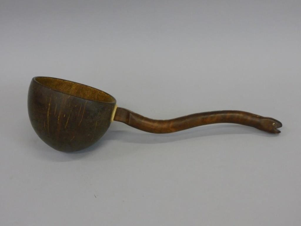 SCRIMSHAW COCONUT DIPPER. 19TH