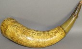 SCRIMSHAW DECORATED POWDER HOR