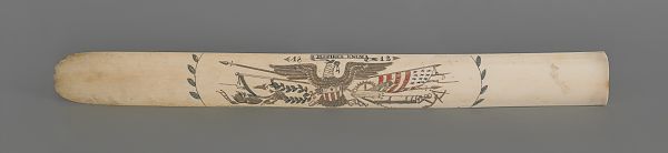 Scrimshaw decorated walrus tusk
