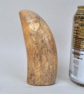 SCRIMSHAW DECORATED WHALE'S TO