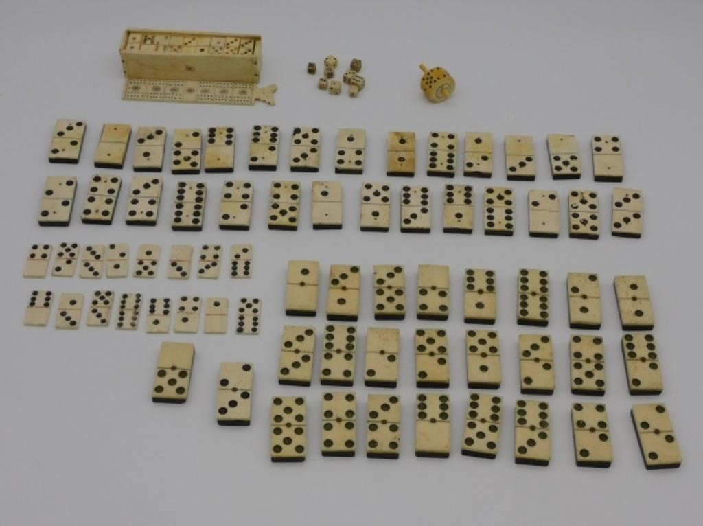 SCRIMSHAW GAMING LOT, 19TH C. TO