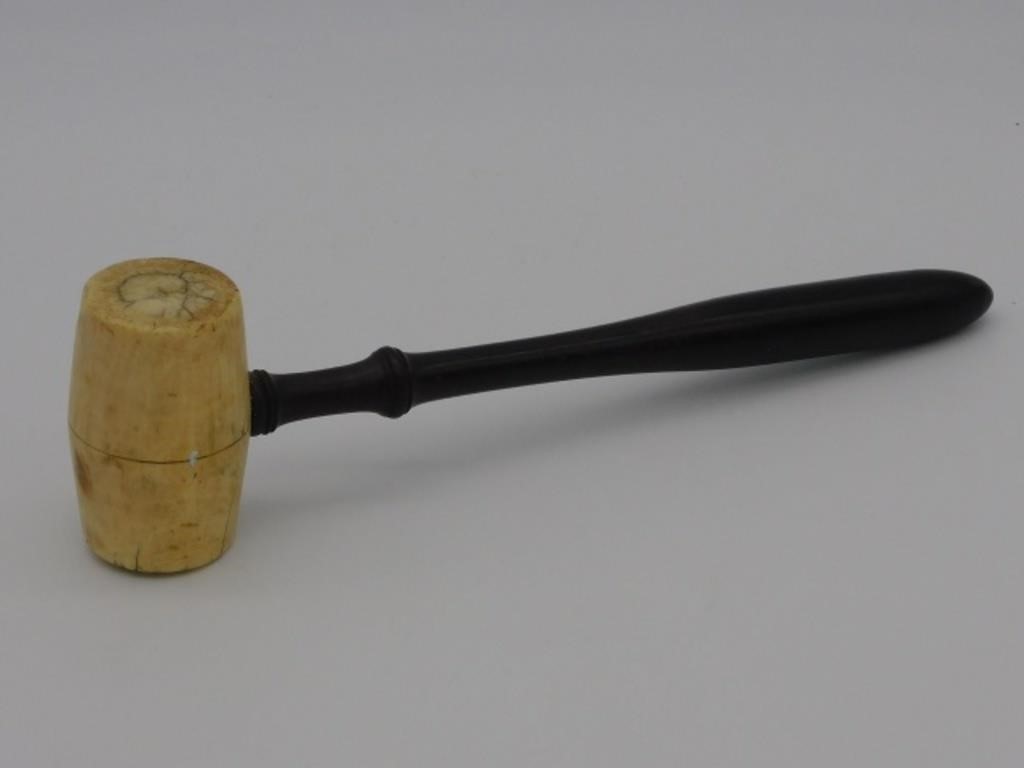 SCRIMSHAW GAVEL, 19TH C. MADE