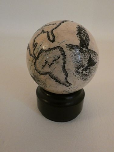 SCRIMSHAW GLOBE WHALING