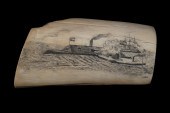 SCRIMSHAW MAMMOTH TUSK SIGNED