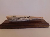 SCRIMSHAW MASTODON BONE - WHAL