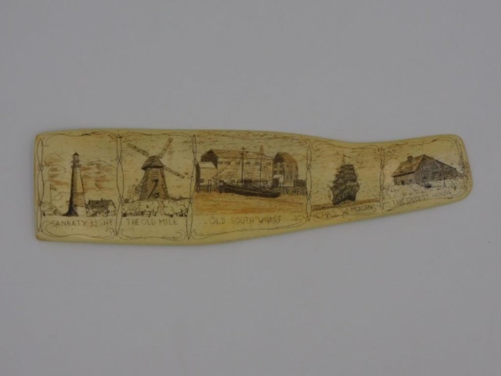 SCRIMSHAW PAN-BONE PLAQUE. 20TH C