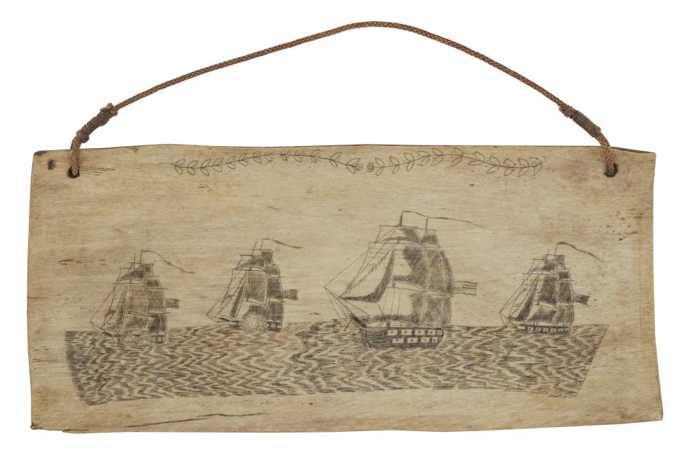 SCRIMSHAW PANBONE PLAQUE SECOND