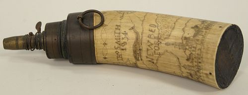 SCRIMSHAW POWDER HORN, THOMAS SMITH