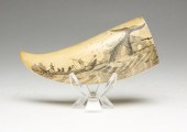 SCRIMSHAW TOOTH WITH WHALING S