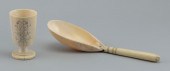 SCRIMSHAW WHALE IVORY FOOTED T
