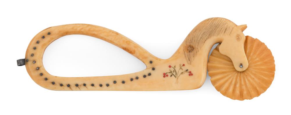 SCRIMSHAW WHALE IVORY HORSE-FORM