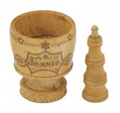 SCRIMSHAW WHALE IVORY MORTAR A