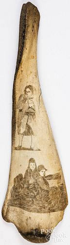 SCRIMSHAW WHALE JAW BONE<br>Sc