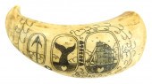 SCRIMSHAW WHALE TOOTH, 19TH C.