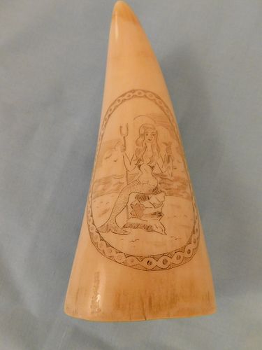 SCRIMSHAW WHALE TOOTH -