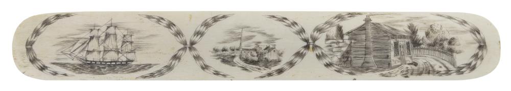 SCRIMSHAW WHALEBONE BUSK 19TH