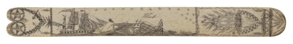SCRIMSHAW WHALEBONE BUSK WITH
