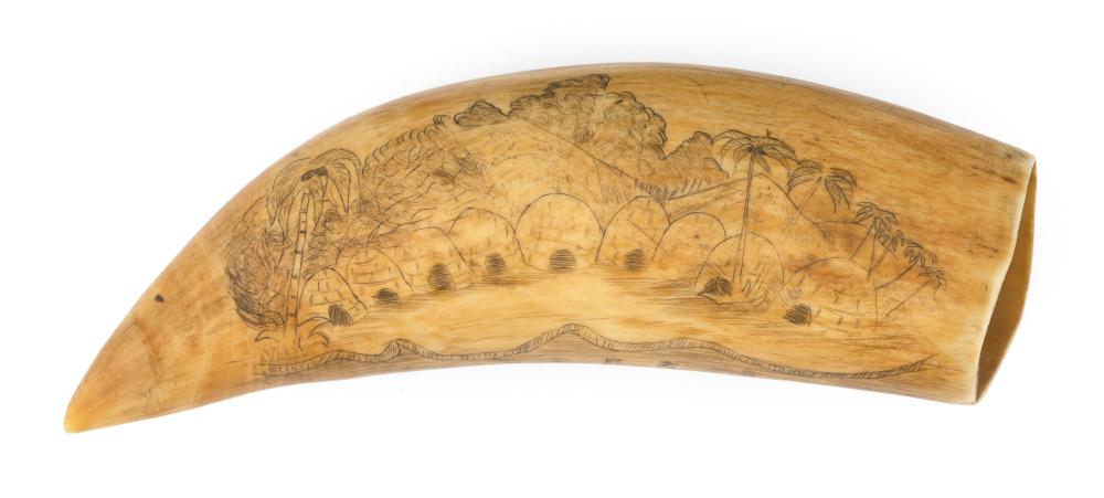SCRIMSHAW WHALE'S TOOTH "A WIGWAM