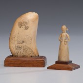 Scrimshaw Whale's Tooth and Wo