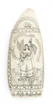 SCRIMSHAW WHALE'S TOOTH ATTRIB