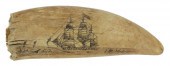 SCRIMSHAW WHALE'S TOOTH BY THE