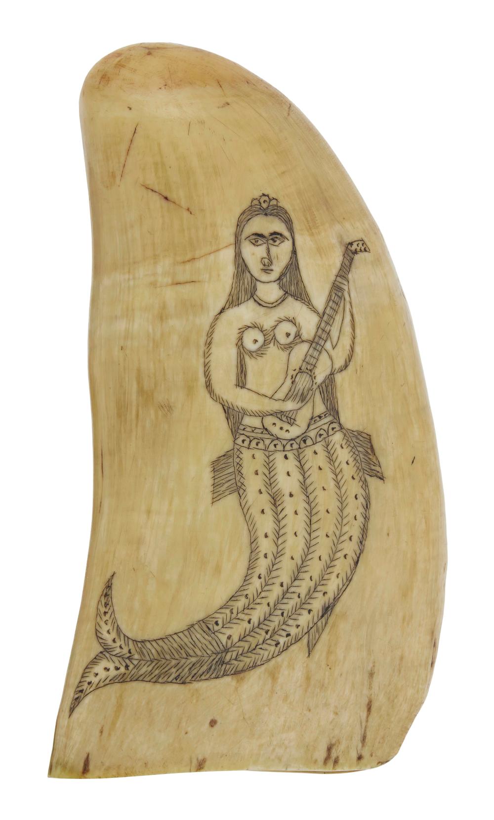 SCRIMSHAW WHALE'S TOOTH DEPICTING A