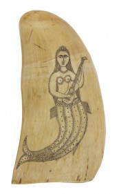 SCRIMSHAW WHALE'S TOOTH DEPICT