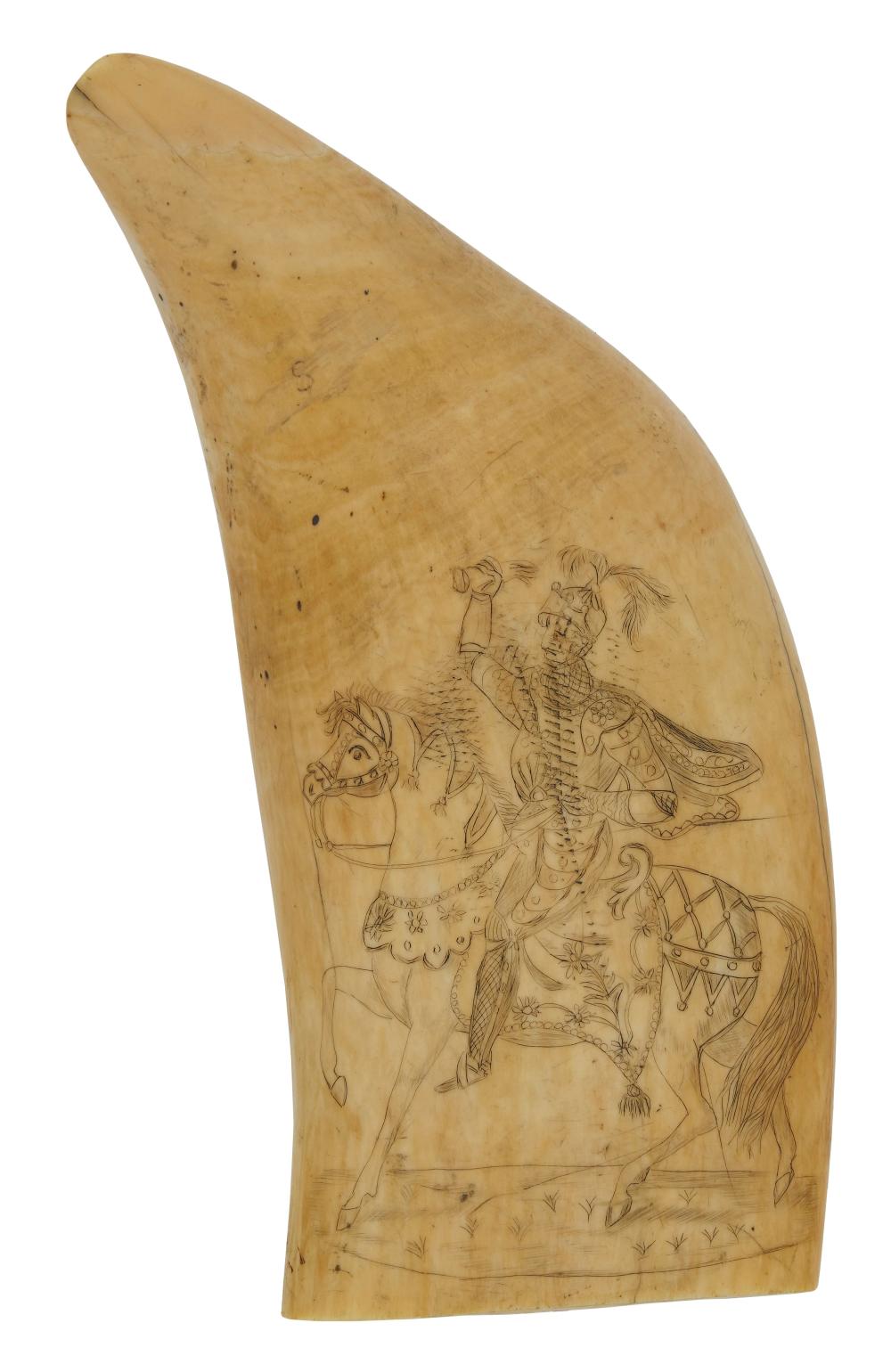 SCRIMSHAW WHALE'S TOOTH DEPICTING A