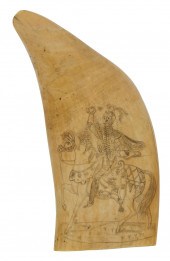 SCRIMSHAW WHALE'S TOOTH DEPICT