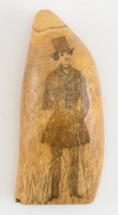 SCRIMSHAW WHALE’S TOOTH DEPICT