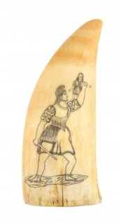 SCRIMSHAW WHALE'S TOOTH DEPICT