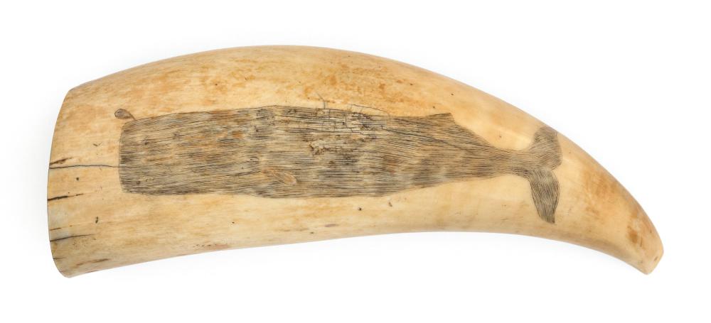 SCRIMSHAW WHALE'S TOOTH DEPICTING A