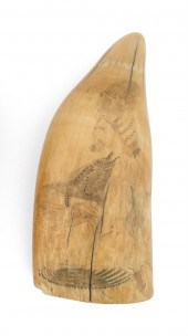 SCRIMSHAW WHALE'S TOOTH DEPICT