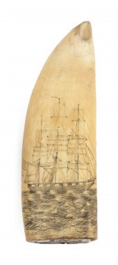 SCRIMSHAW WHALE'S TOOTH DEPICT