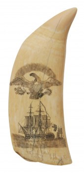 SCRIMSHAW WHALE'S TOOTH DEPICT