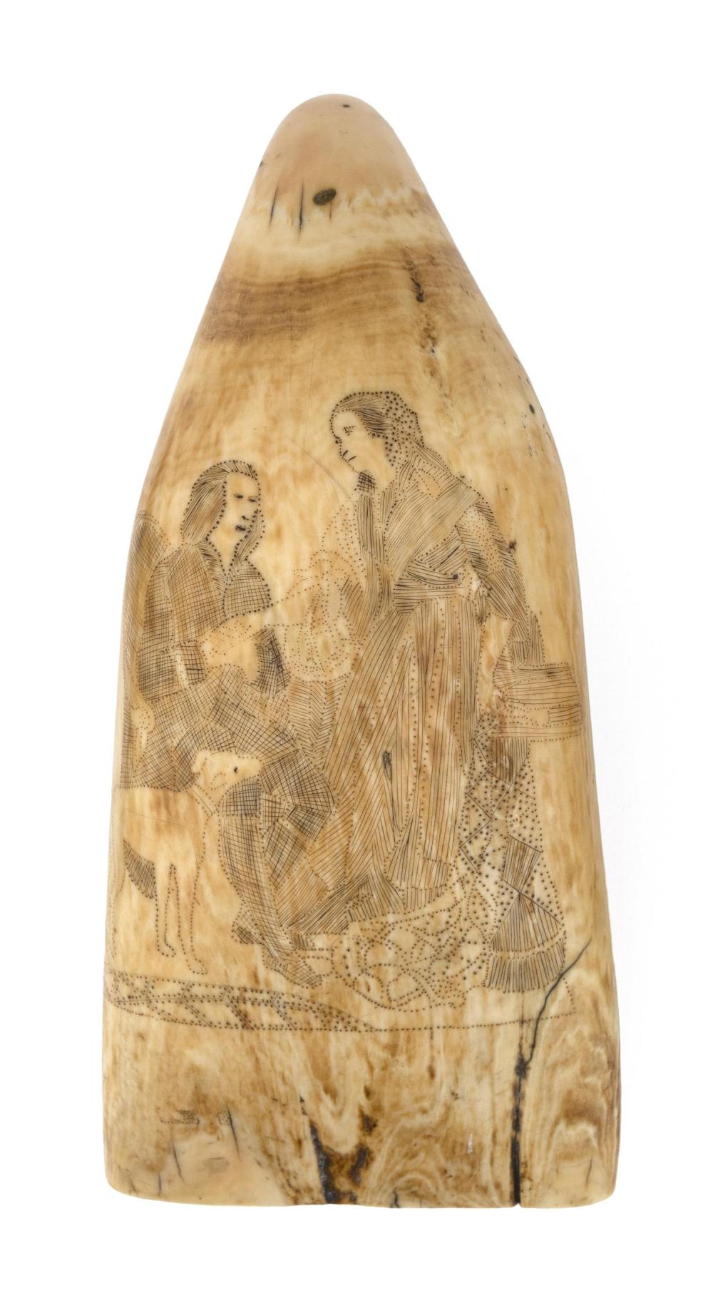 SCRIMSHAW WHALE'S TOOTH DEPICTING