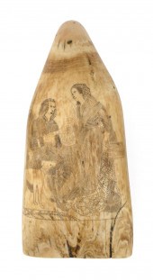 SCRIMSHAW WHALE'S TOOTH DEPICT