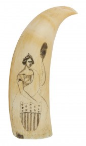 SCRIMSHAW WHALE'S TOOTH DEPICT