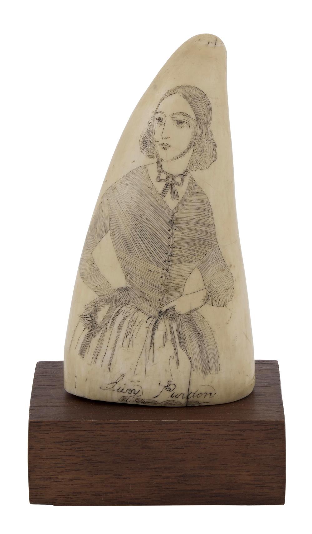 SCRIMSHAW WHALE'S TOOTH DEPICTING