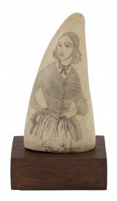 SCRIMSHAW WHALE'S TOOTH DEPICT