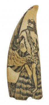 SCRIMSHAW WHALE'S TOOTH DEPICT
