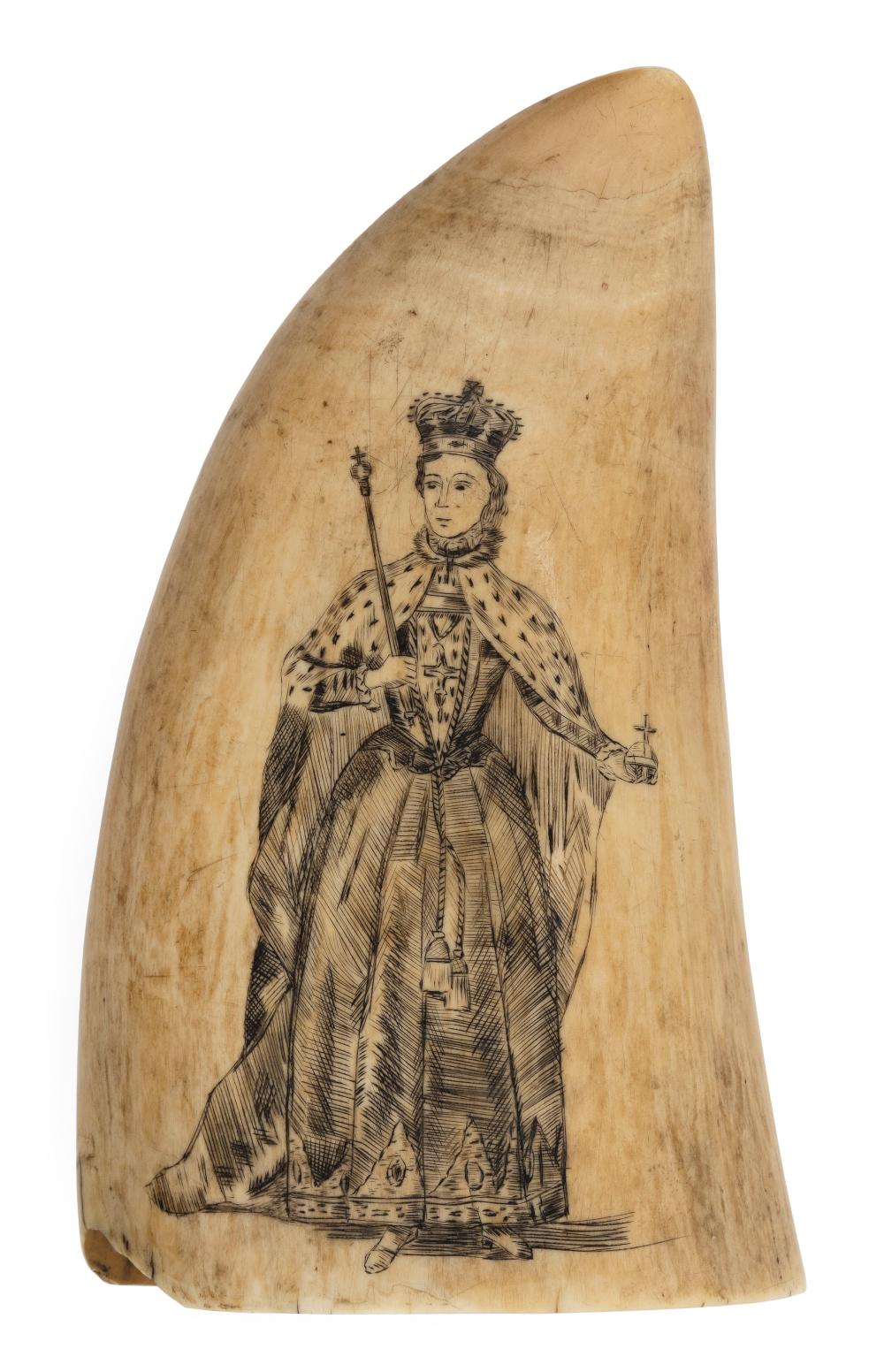 SCRIMSHAW WHALE'S TOOTH DEPICTING